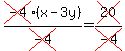 cross%28-4%29%28x-3y%29%2Fcross%28-4%29=cross%2820%29%2Fcross%28-4%29