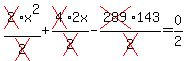 cross(2)x^2/cross(2)+cross(4)2x/cross(2)-cross(289)143/cross(2)=0/2