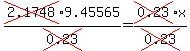 cross(2.1748)9.45565/cross(0.23)=cross(0.23)x/cross(0.23)