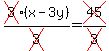cross%283%29%28x-3y%29%2Fcross%283%29=cross%2845%29%2Fcross%283%29