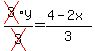 cross%283%29y%2Fcross%283%29=%284-2x%29%2F3