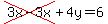 cross%283x-3x%29%2B4y=6