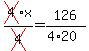 cross(4)*x/cross(4)=126/(4*20)