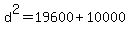 d^2 = 19600+10000