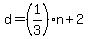 d = (1/3)*n + 2