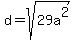 d+=+sqrt%2829a%5E2%29