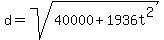 d+=+sqrt%2840000+%2B+1936t%5E2%29