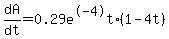dA%2Fdt+=+0.29e%5E-4t%2A%281-4t%29