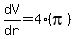 dV%2Fdr+=+4%28pi%29