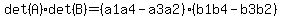 det%28A%29%2Adet%28B%29+=+%28a1a4-a3a2%29%28b1b4-b3b2%29