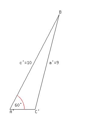 drawing%283600%2F11%2C400%2C-1%2C9%2C-1%2C10%2Ctriangle%280%2C0%2C2.550510257%2C0%2C5%2C5sqrt%283%29%29%2C%0D%0Alocate%28.5%2C.6%2C%2760%B0%27%29%2C+red%28arc%280%2C0%2C3%2C-3%2C0%2C60%29%29%2C+locate%281%2C4.5%2C%27c%27=10%27%29%2C%0D%0Alocate%280%2C0%2C%27A%27%27%29%2C+locate%282.550510257%2C0%2C%27C%27%27%29%2C+locate%285%2C9.1%2C%27B%27%29%2C%0D%0Alocate%284%2C4.5%2C%27a%27=9%27%29%2C+%0D%0Alocate%28.5%2C.6%2C%2760%B0%27%29%2C+red%28arc%280%2C0%2C3%2C-3%2C0%2C60%29%29%29
