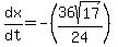 dx%2Fdt+=+-%2836sqrt%2817%29%2F24%29