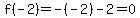 f%28-2%29=-%28-2%29-2=0