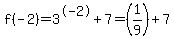 f%28-2%29=3%5E-2%2B7=%281%2F9%29%2B7