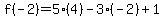 f%28-2%29=5%284%29-3%28-2%29%2B1
