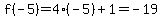 f%28-5%29=4%28-5%29%2B1=-19