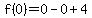 f%280%29=0-0%2B4
