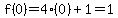 f%280%29=4%280%29%2B1=1