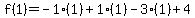 f%281%29=-1%281%29%2B1%281%29-3%281%29%2B4