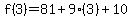 f%283%29=81%2B9%283%29%2B10