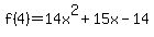 f%284%29=14x%5E2+%2B+15x+-+14