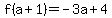 f%28a+%2B+1%29+=+-3a+%2B+4