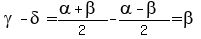 gamma+-+delta+=+%28alpha+%2B+beta%29%2F2+-+%28alpha+-+beta%29%2F2+=+beta