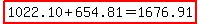 highlight%281022.10%2B654.81=1676.91%29