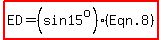 highlight(ED=(sin15^o)(Eqn.8))