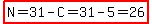 highlight%28N=31-C=31-5=26%29