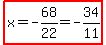 highlight(x=-68/22=-34/11)