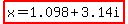 highlight%28x+=+1.098%2B3.14i%29
