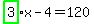 highlight_green%28+3+%29%2Ax-4=120