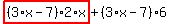 highlight_red%28+%283%2Ax-7%29%2A2%2Ax+%29%2B%283%2Ax-7%29%2A6
