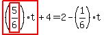 highlight_red%28+%28highlight_red%28+5%2F6+%29%29%2At+%29%2B4=2-%281%2F6%29%2At