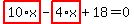 highlight_red%28+10%2Ax+%29-highlight_red%28+4%2Ax+%29%2B18=0