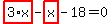 highlight_red%28+3%2Ax+%29-highlight_red%28+x+%29-18=0