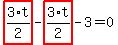 highlight_red%28+3%2F2%2At+%29-highlight_red%28+3%2F2%2At+%29-3=0
