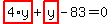 highlight_red%28+4%2Ay+%29%2Bhighlight_red%28+y+%29-83=0