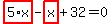 highlight_red%28+5%2Ax+%29-highlight_red%28+x+%29%2B32=0