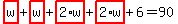 highlight_red%28+w+%29%2Bhighlight_red%28+w+%29%2Bhighlight_red%28+2%2Aw+%29%2Bhighlight_red%28+2%2Aw+%29%2B6=90