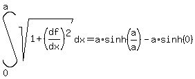 int%28sqrt%281%2B%28df%2Fdx%29%5E2%29%2C+dx+%2C+0+%2C+a+%29=a%2Asinh%28a%2Fa%29-a%2Asinh%280%29