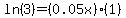 ln%283%29=%280.05x%29%2A%281%29