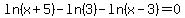 ln%28x%2B5%29-ln%283%29-ln%28x-3%29=0