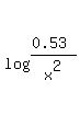 log%28%280.53%29%2Fx%5E2%29%29=%28%28-4.86%29%2F%281.98%29%2810%5E-3%29%29%28%281%2F200%29-%281%2F400%29%29