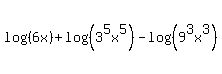log%28%286x%29%29%2Blog%28%283%5E5x%5E5%29%29-log%28%289%5E3x%5E3%29%29