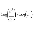 log%28%28u%5E3%2Fv%29%29+-+log%28%28z%5E4%29%29