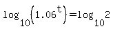 log%2810%2C%281.06%5Et%29%29+=+log%2810%2C2%29