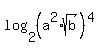 log%282%2C+%28a%5E2%2Asqrt%28b%29%29%5E4%29