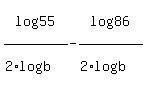 log%2855%29%2F%282%2Alog%28b%29%29+-+log%2886%29%2F%282%2Alog%28b%29%29